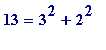 13 = 3^2+2^2